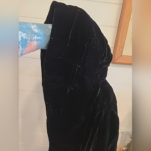 Norma Kamali Vintage Black Hooded Velvet Coat Small S - Picture 4 of 6
